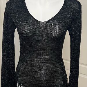 Rampage Black with metallic silver Long Sleeve Knit Top